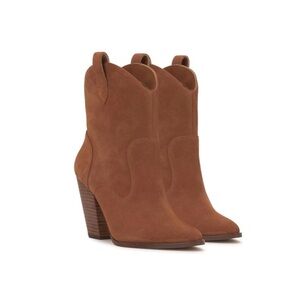 Jessica Simpson "Cissely 2" Suede Cowboy Western Booties Caramel Brown 6. NWT